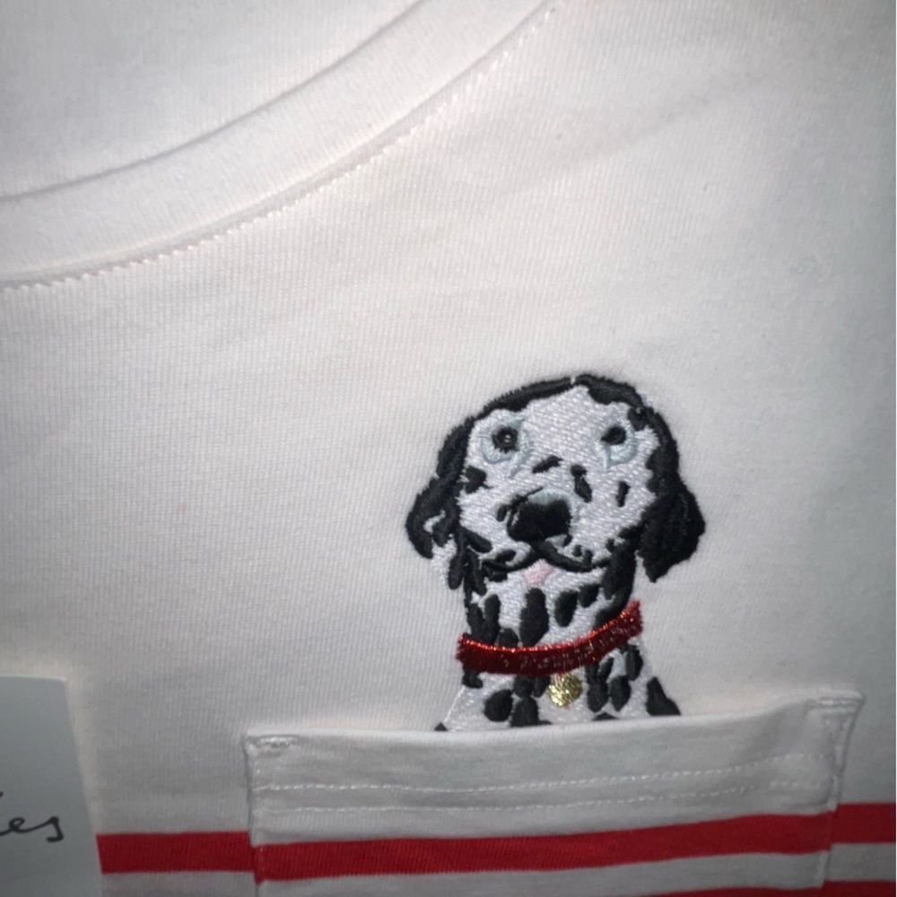 NEW Joules Women thick Top long sleeve shirt white red striped dog blouse size 8 - Picture 12 of 15